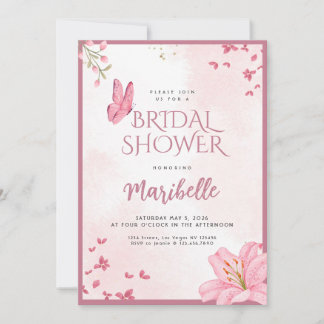 Floral Butterfly Bridal Shower Invitation Inbjudningar
