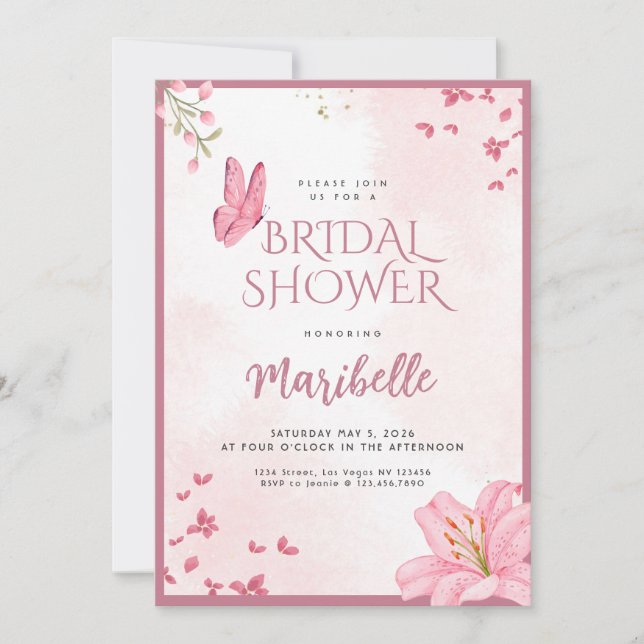 Floral Butterfly Bridal Shower Invitation Inbjudningar (Framsida)