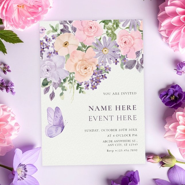Floral butterfly  inbjudningar (Skapare uppladdad)