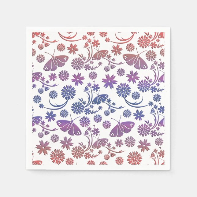 Floral Butterfly Napkin Pappersservett (Framsidan)
