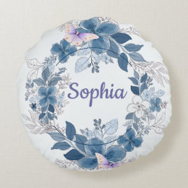 Floral Butterfly Throw Pillow Rund Kudde