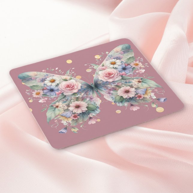 Floral Butterfly Underlägg Papper Kvadrat (Skapare uppladdad)