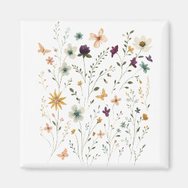 Floral & Butterfly,  Whimsical Garden-Inspired  Magnet
