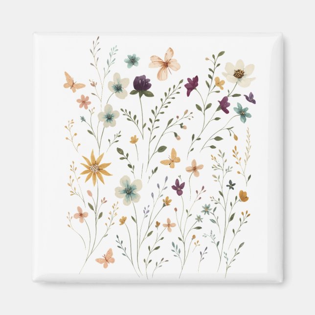 Floral & Butterfly,  Whimsical Garden-Inspired  Magnet (Framsidan)