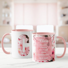 Floral C Initial Mug | Personalized Name & Traits Mugg