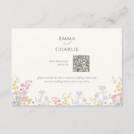 Floral Calligraphy QR Code Wedding Website Tilläggskort