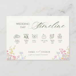 Floral Calligraphy Wedding Day Timeline Tilläggskort