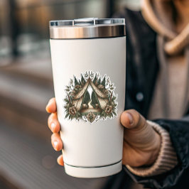 Floral Camping Tent Sticker | Die-Cut Sticker Klistermärken