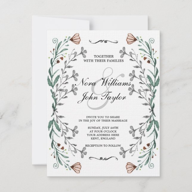 Floral Card for a wedding Inbjudningar (Framsida)