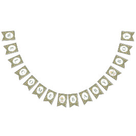 Floral Carriage Baby Boy Bunting Banner | Sage Vimplar