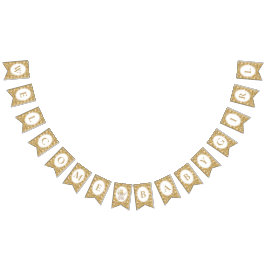 Floral Carriage Bunting Banner | Gold Welcome Baby Vimplar