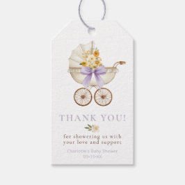 Floral Carriage Lavender Thank You | Baby Shower Presentetikett