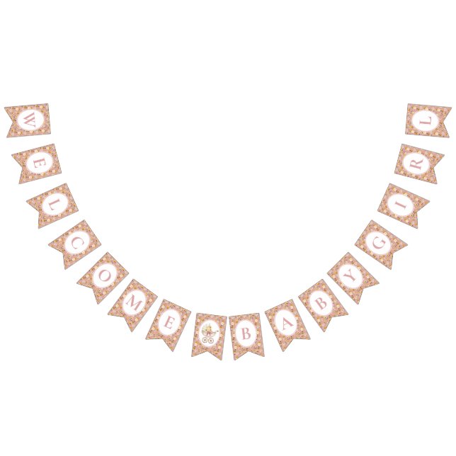 Floral Carriage Welcome Baby Girl | Blush Pink Vimplar (Alla)