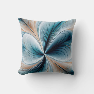 Floral Cascade - Soft Teal and Gold Abstract Flow Kudde