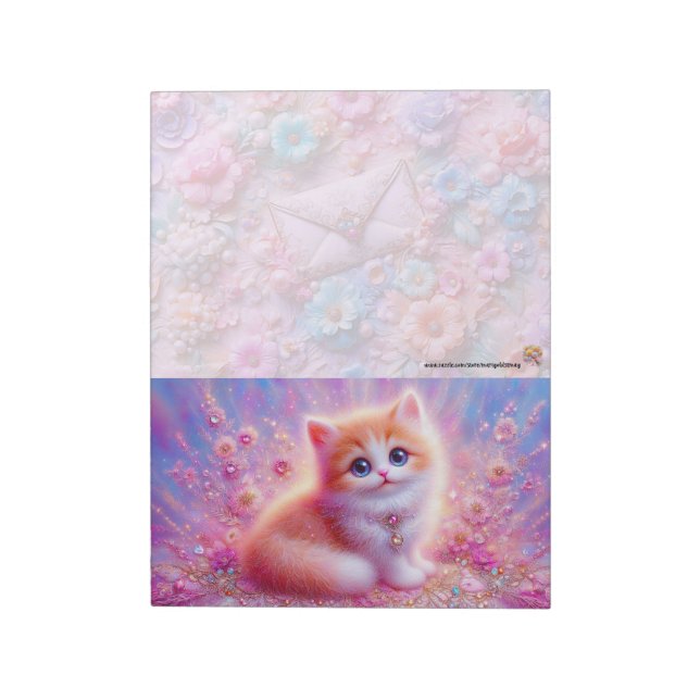Floral Cat Notepad Anteckningsblock (Roterad)