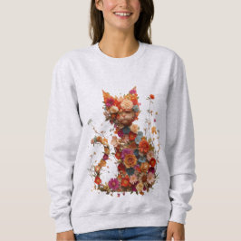Floral Cat Sweatshirt | Cozy Aesthetic Cat Lover  T Shirt