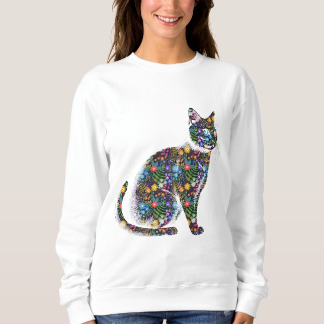 Floral Cat T Shirt (Framsida)