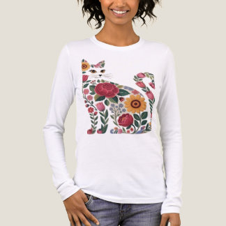 Floral cat t shirt