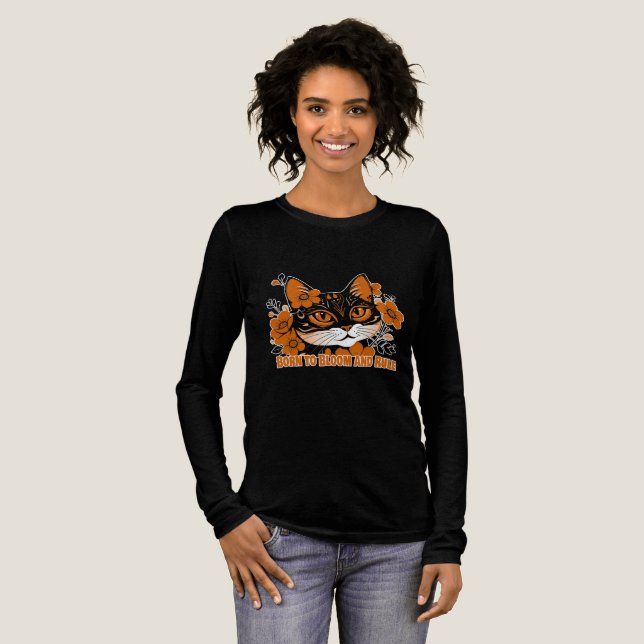 Floral Cat  T Shirt (Hel framsida)