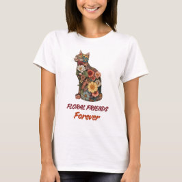 Floral Cat T-Shirt | Cute Flower Kitty Design 