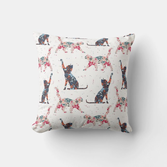 Floral Cats Kudde (Framsida)