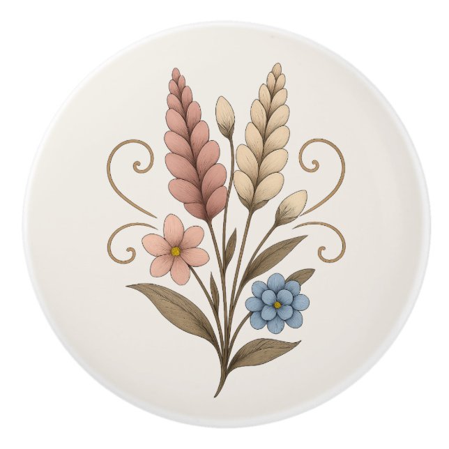 Floral Ceramic cabinet knobs peach and cream Knopp (Framsidan)