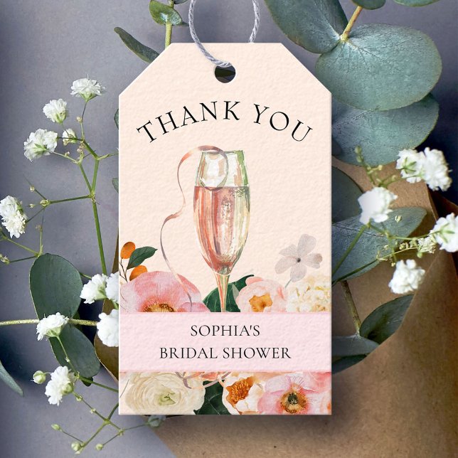 Floral Champagne Brunch & Bubly Bridal Shower Presentetikett (Skapare uppladdad)