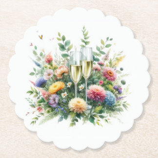 Floral Champagne Garden Coasters Underlägg Papper