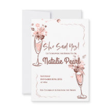 Floral Champagne She Said Yes Bridal Shower Invite