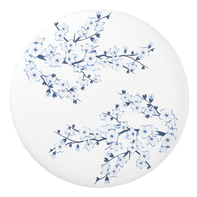 Floral Cherry Blossom Blue White Knopp (Framsidan)