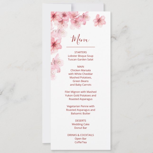 Floral Cherry Blossom Pink White Wedding    Inbjudningar (Framsida)