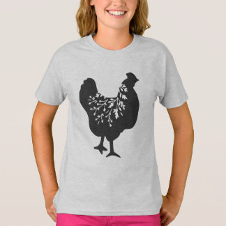 floral  chicken silhouette chickens t shirt