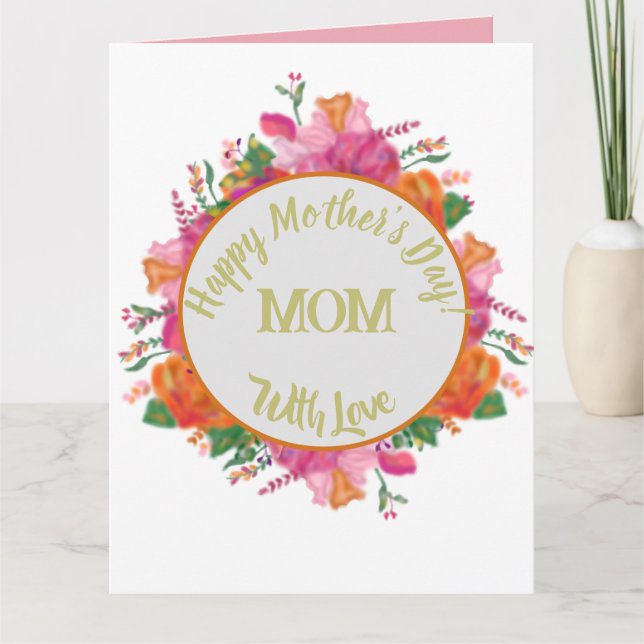 Floral Circle Banner Mother's Day Pink Kort (Framsida)