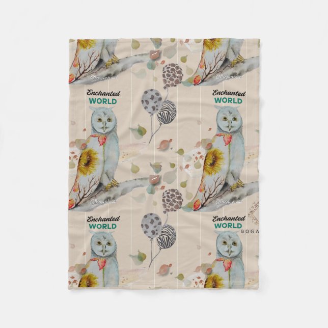 Floral Cloak Owl Fleece Baby Blanket (Framsidan)
