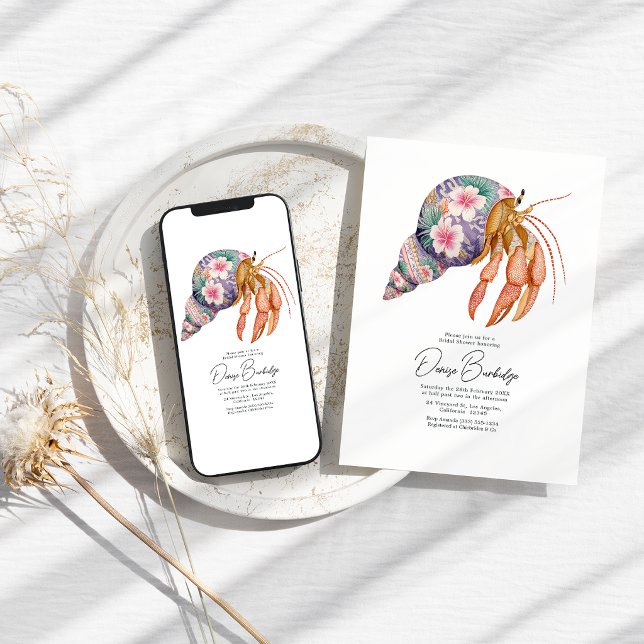 Floral Coastal Beach Nautical Bridal Shower Inbjudningar (Floral Coastal Beach Nautical Bridal Shower Invitation)