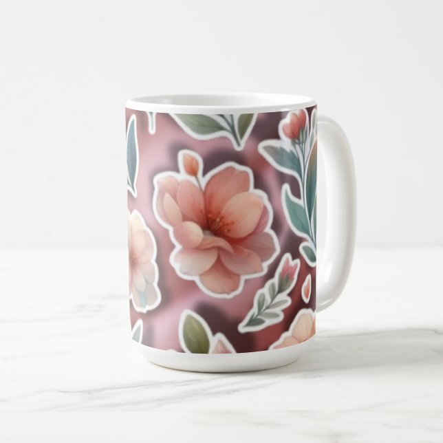 Floral Coffee Mug – Peach Flowers Kaffemugg (Framsida höger)