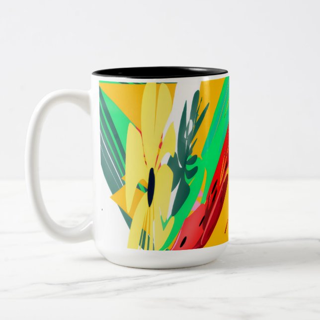  Floral Coffee Mug Två-Tonad Mugg (Vänster)
