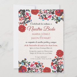 Floral Colorful Botanical Flowers Spanish Wedding Inbjudningar