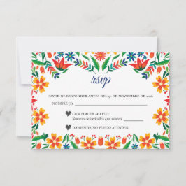 Floral Colorful Botanical Flowers Spanish Wedding OSA Kort