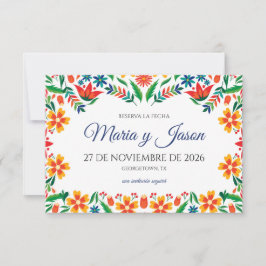 Floral Colorful Botanical Flowers Spanish Wedding Spara Datumet