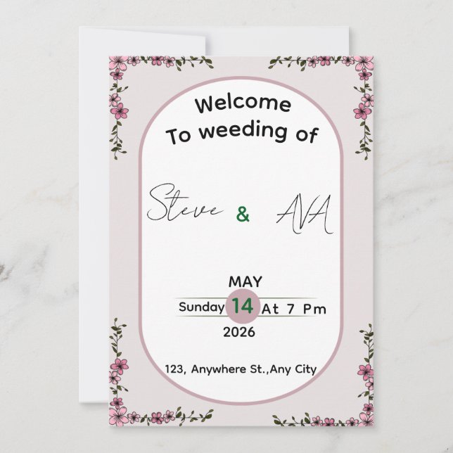 Floral Colorful Elegant Wedding Invitation Inbjudningar (Framsida)