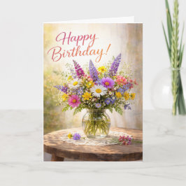 Floral Colorful Wildflowers Birthday Kort