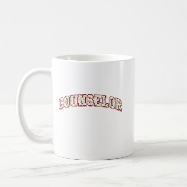 Floral Counselor mug, Floral School Counselor fun Kaffemugg (Vänster)