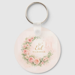 Floral Crescent Eid Mubarak Keychain– Soft Pink & Nyckelring