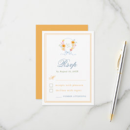 Floral Crest Bow Monogram Spring Wedding OSA Kort