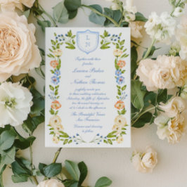 Floral Crest Frame Wedding Invitation Inbjudningar