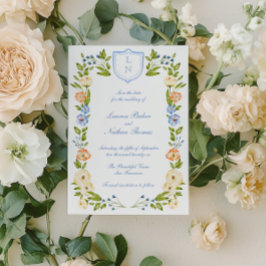 Floral Crest Frame Wedding Spara Datumet