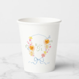 Floral Crest Monogram Blue Bow Spring Wedding