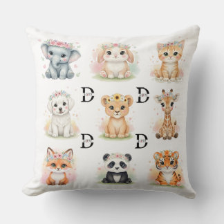 Floral Crown Baby Animals & Wreaths Double-Sided T Kudde