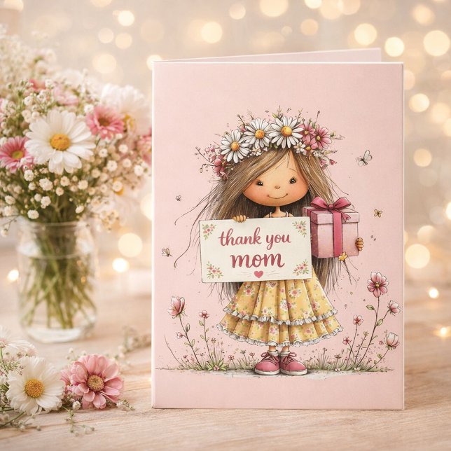 Floral Crown “Thank You Mom” Card  Kort (Skapare uppladdad)